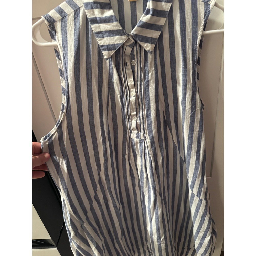 Hope & Harlow Womens Blue White Striped Sleeveless Shirt Dress Size‎ 10 Collared - Picture 3 of 5